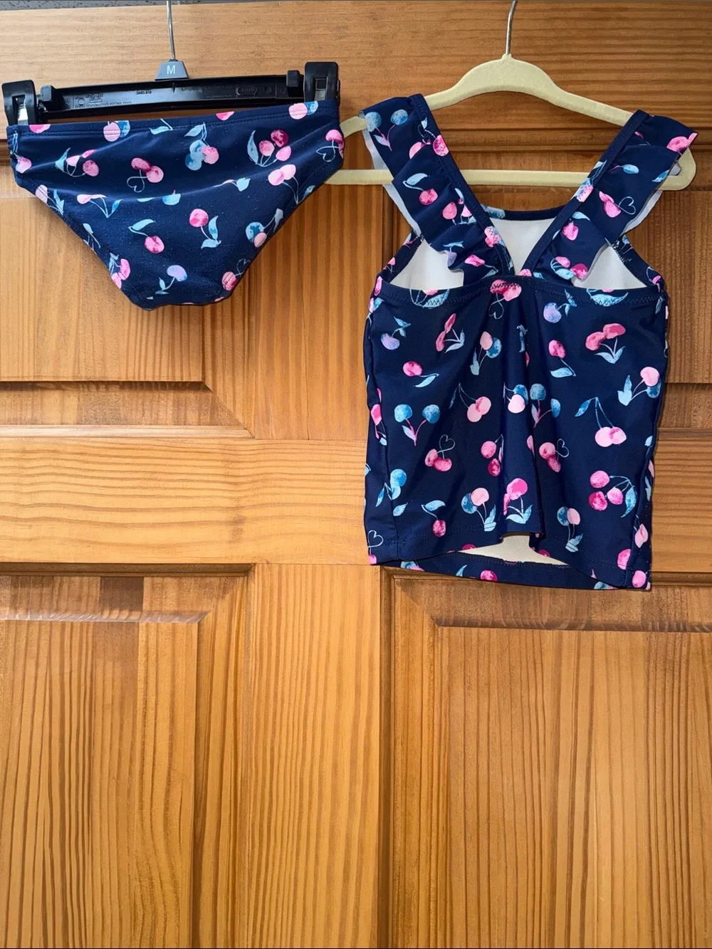 OshKosh B'gosh Navy Cherry Print Ruffle-Shoulder Two-Piece Bikini